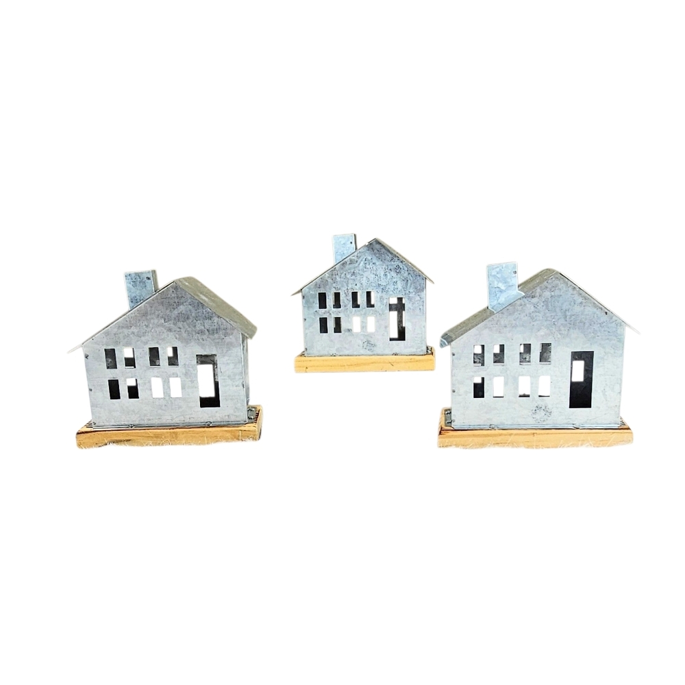 Jo-Ann Stores Handmade Holiday Alpine Village Galvanized Steel Christmas Houses